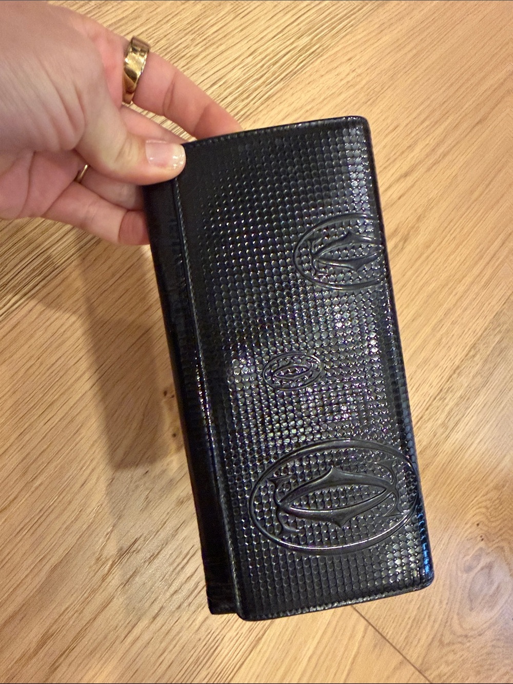 Cartier wallet Black Textured Long Wallet - Sleek Organizer